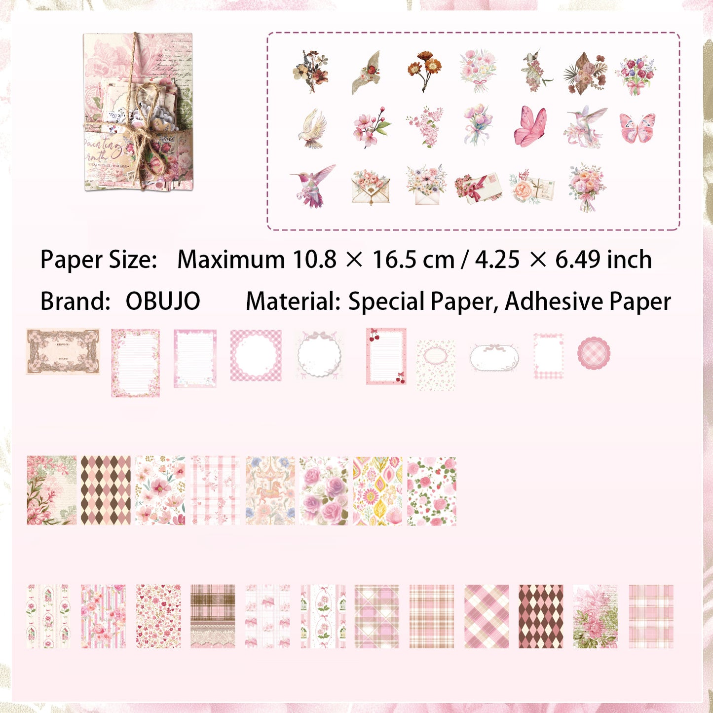 100 Pcs Junk Journal Paper ans Stickers Kit for Starter YFZX
