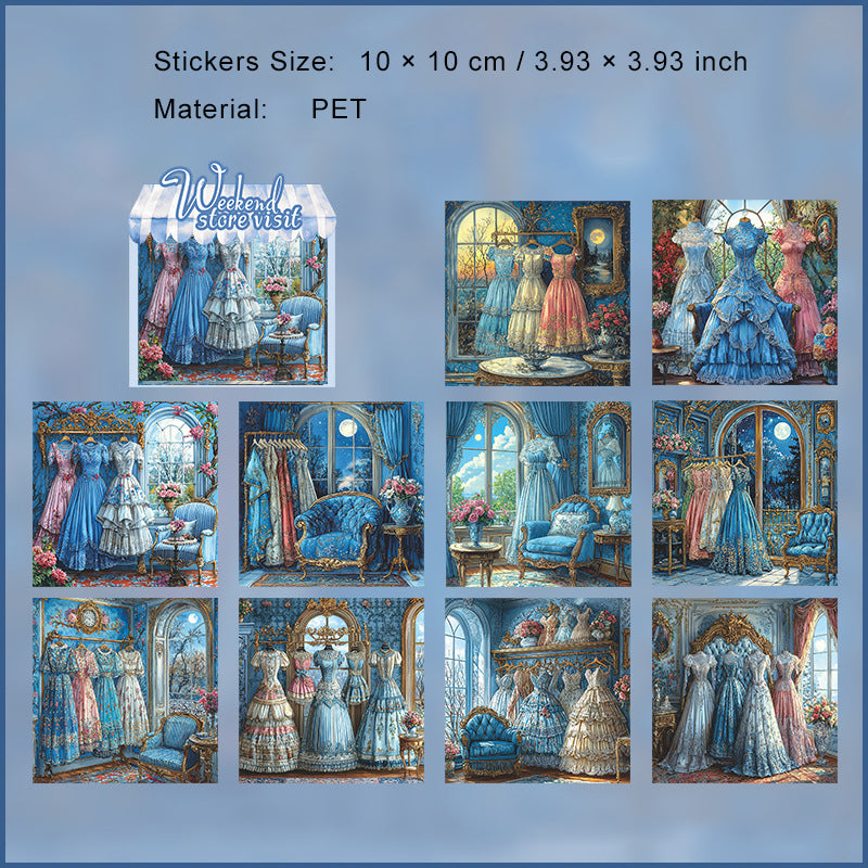 10 Pcs Vintage Shop Theme PET Stickers ZMTD