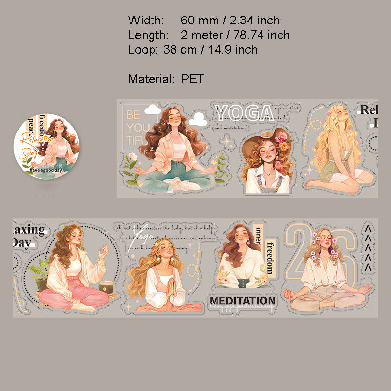 1 Roll Relax Girl Theme PET Stickers Tape FSRXL