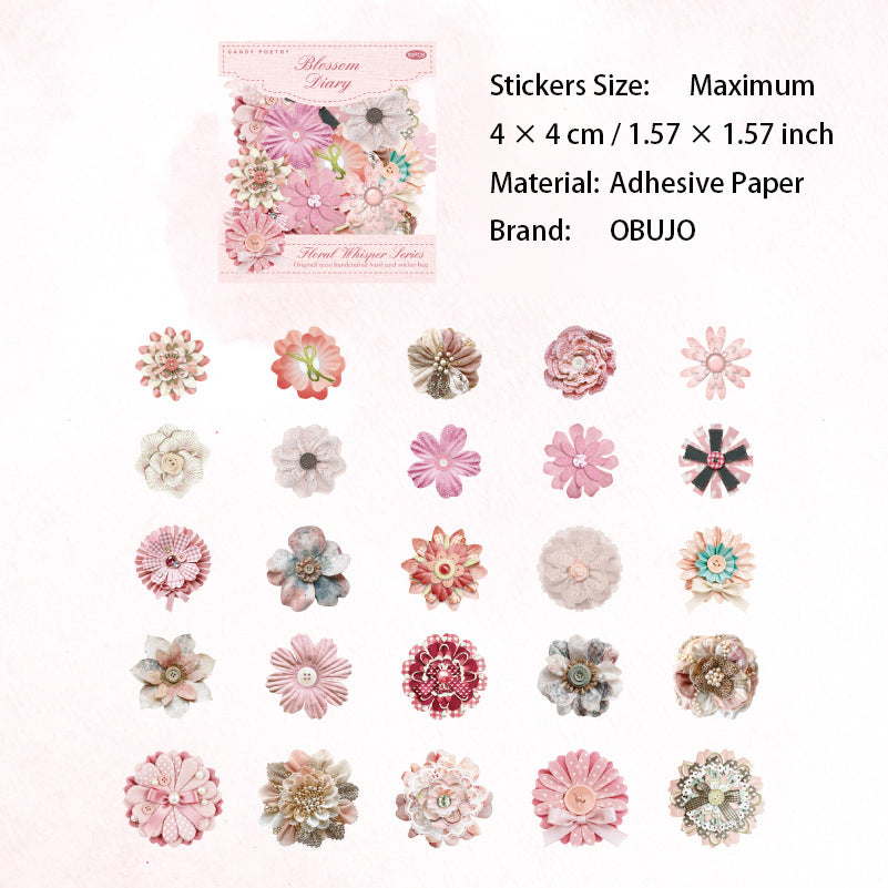50 Pcs Vintage Flower Stickers JYHX