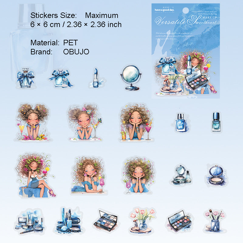 20 Pcs Sweet Girl PET Stickers BBTX