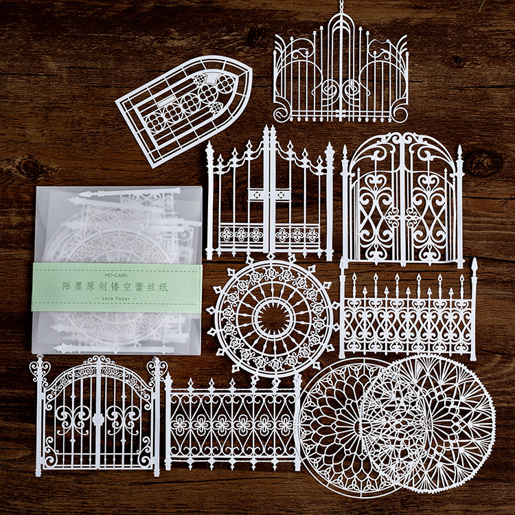 10 Pcs White Lace Hollow-out Journal Paper