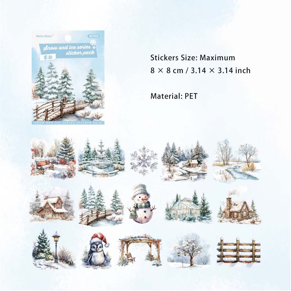 30 Pcs Winter Forest PET Stickers BXXL