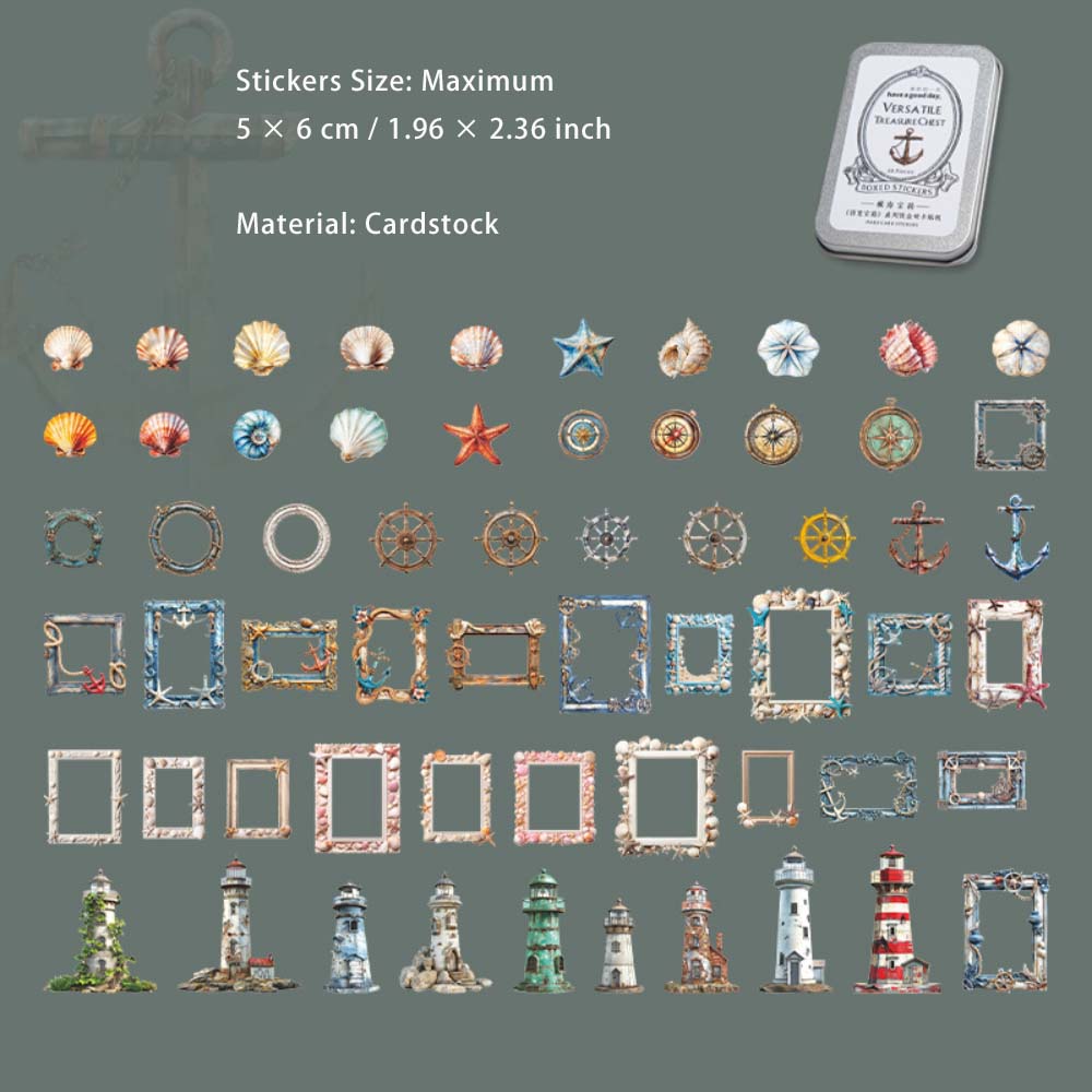 60 Pcs Vintage Gadgets Stickers with Collection Box BBBX