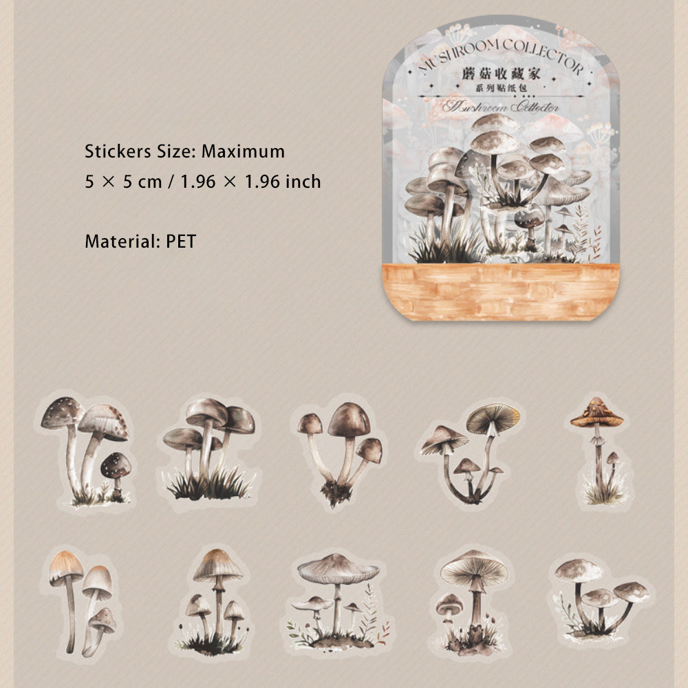 20 Pcs PET Mushroom Stickers MGSCJ