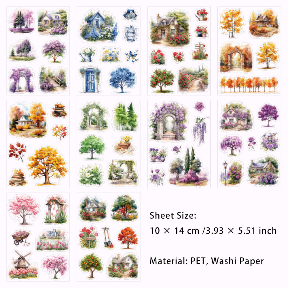 20 Sheets PET Garden Stickers Book YYHT