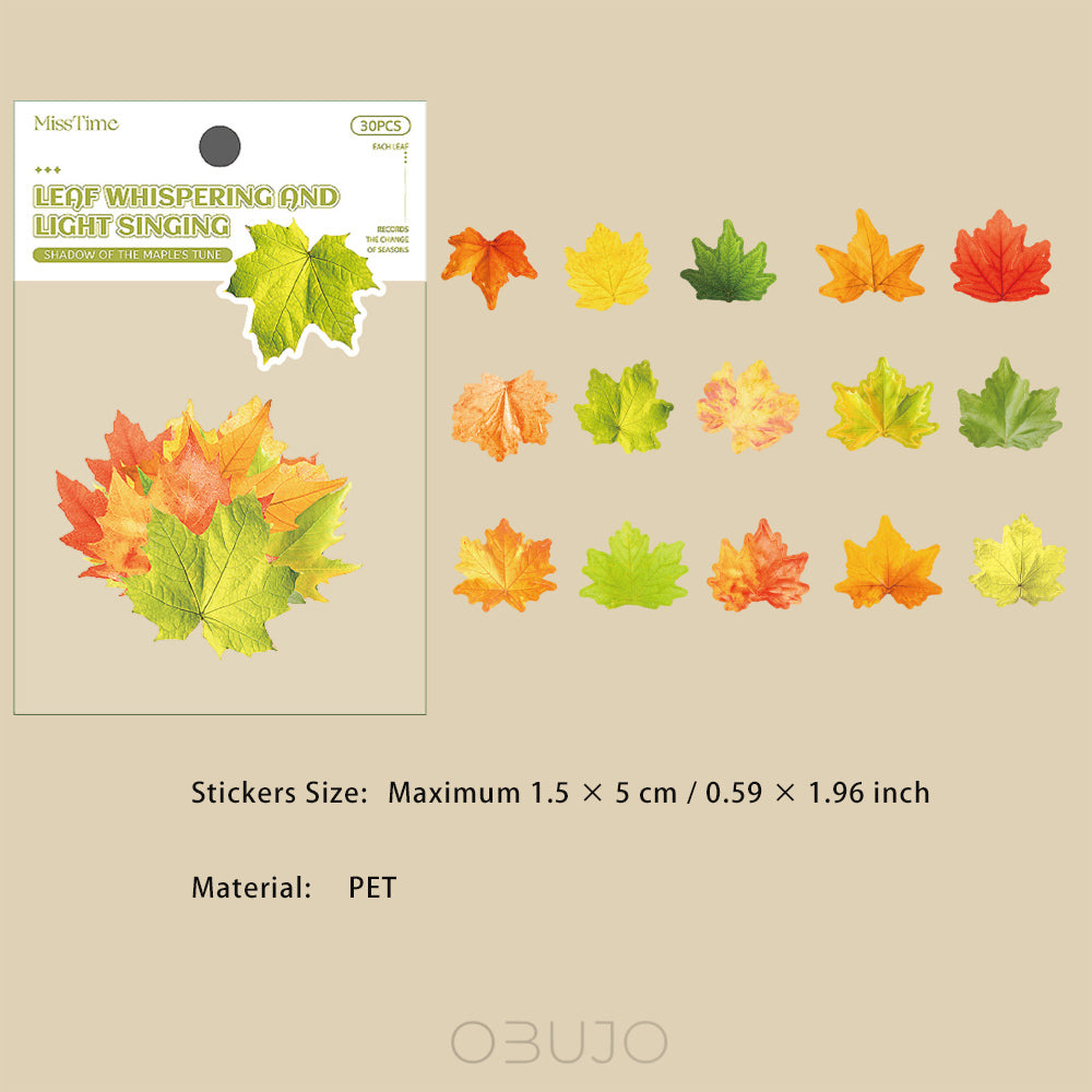 30 Pcs PET Leaf Stickers YYQG