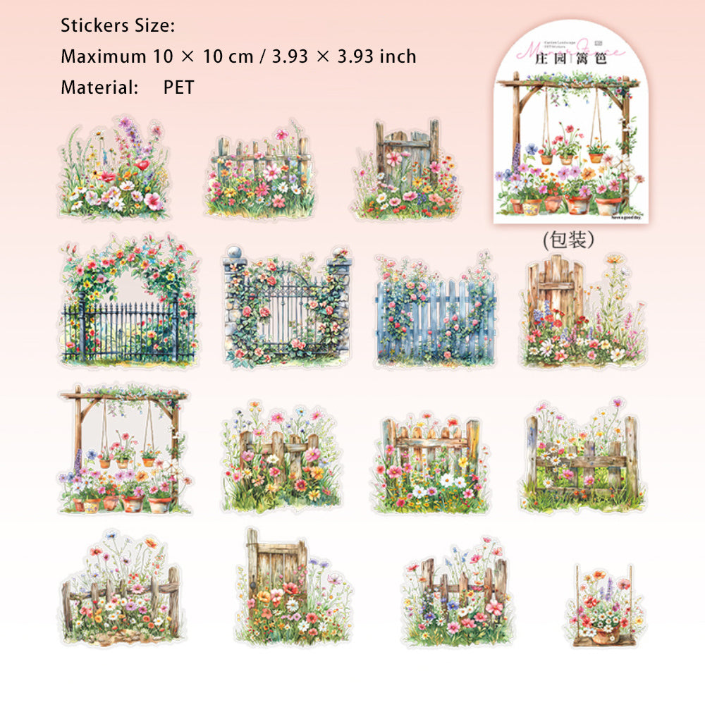 15 Pcs Garden Themed PET Stickers ZYLB