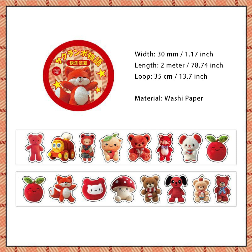 1 Roll Diecut Bear Washi Stickers Tape WOLY