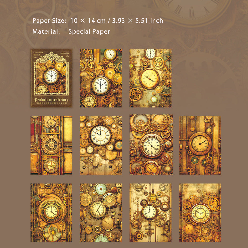 30 Sheets Vintage Clock Scrapbook Paper ZBGJ