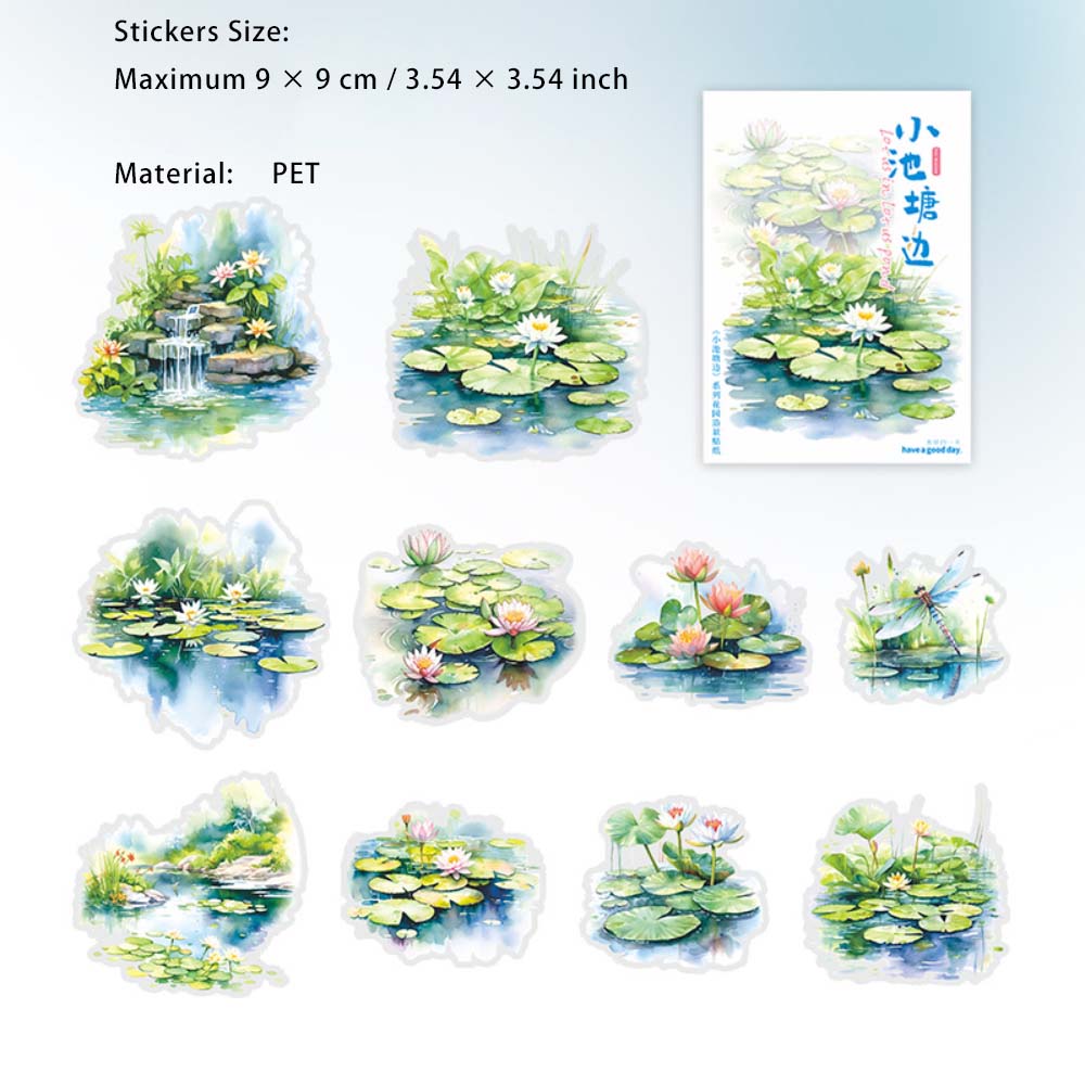 10 Pcs Pond Theme PET Stickers XCTB