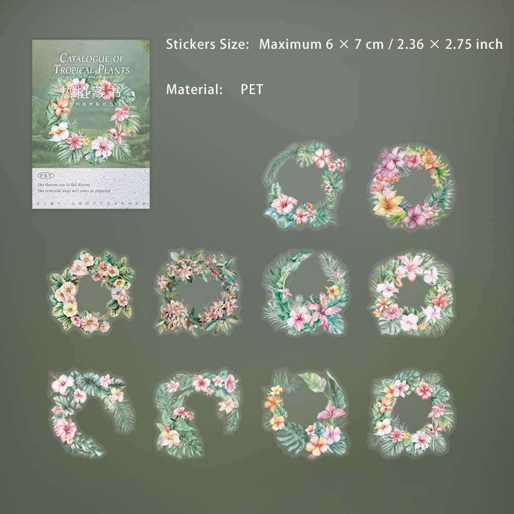 10 Pcs Flower Leaf PET Stickers RZCS