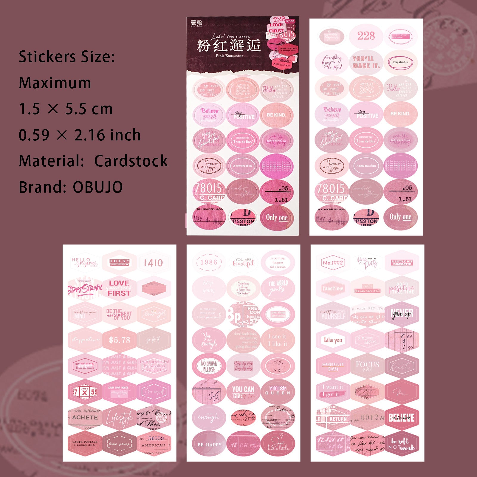 4 Sheets Label Cardtock Stickers HJBQ
