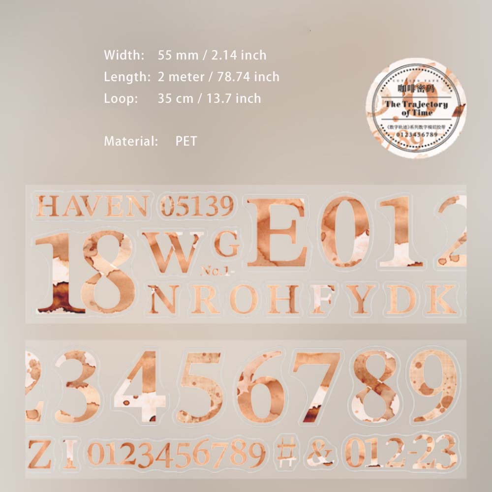 1 Roll Pre-cut Alphabet Numebr PET Stickers Tape SZGJ