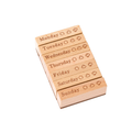 7PCS days of week and weather wooden rubber stamp set on white background