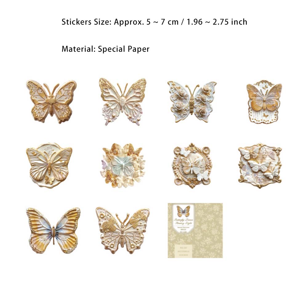 20 Pcs Embossed Butterfly Stickers HDYJ