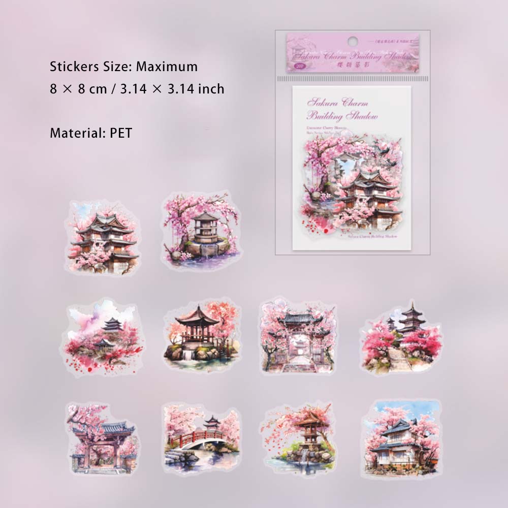 20 Pcs Cherry Blossom PET Stickers XHYHY