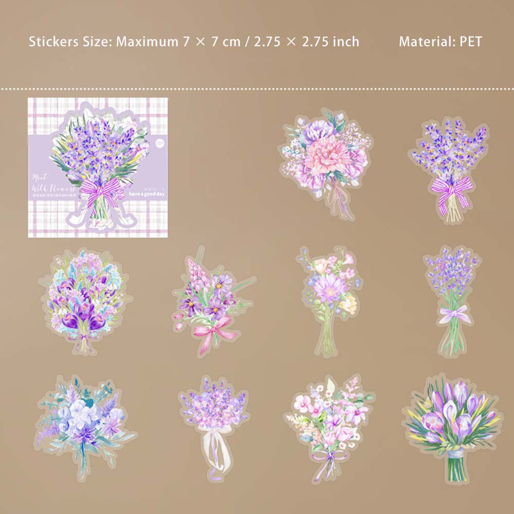 20 Pcs Holographic PET Flower Stickers PHJM