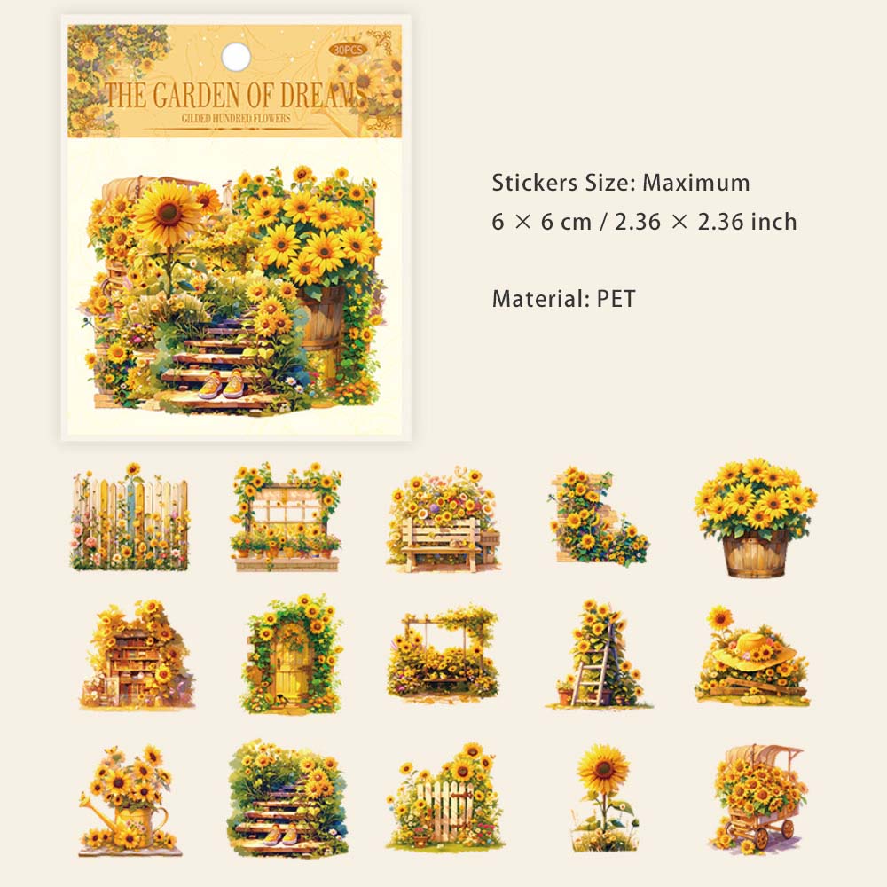 30 Pcs Garden PET Stickers MZHY