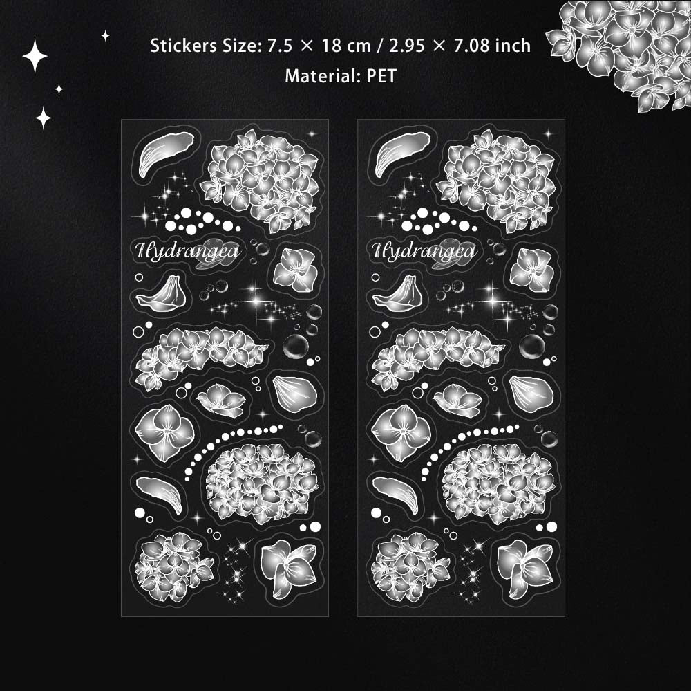 2 Sheets Glitter PET Flower Stickers YXHD