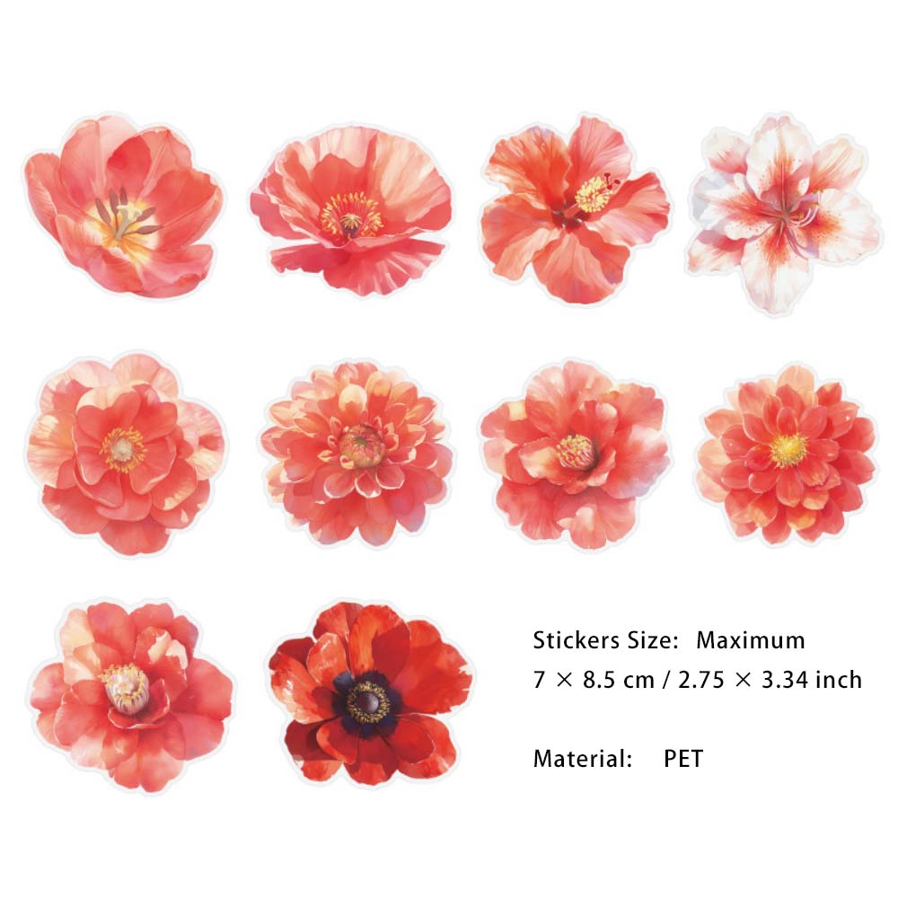 20 Sheet Large Flower PET Stickers XCHHY