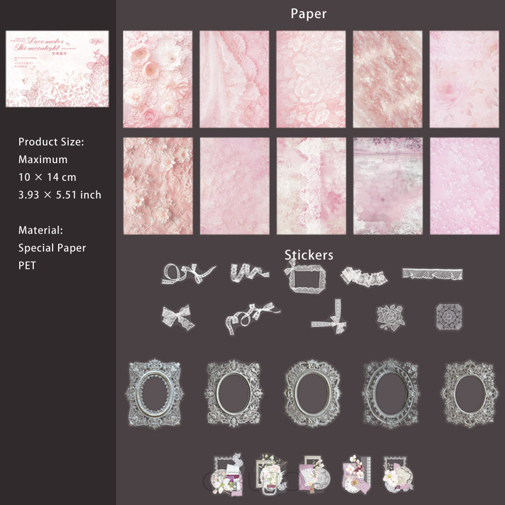 40 Pcs Scrapbook and Lace Stickers Set YGXLS