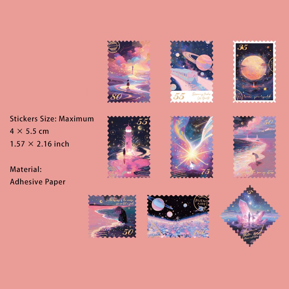 20 Pcs Gold Foil Postage Stamp Stickers XYHY