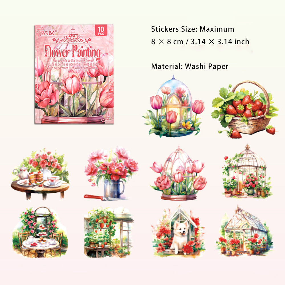 10 Sheets Flower Shop PET Stickers SZHJ