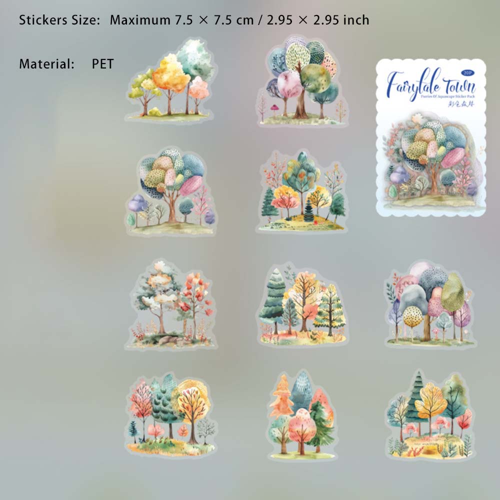20 Pcs Fairy Tale Town Theme PET Stickers THZX