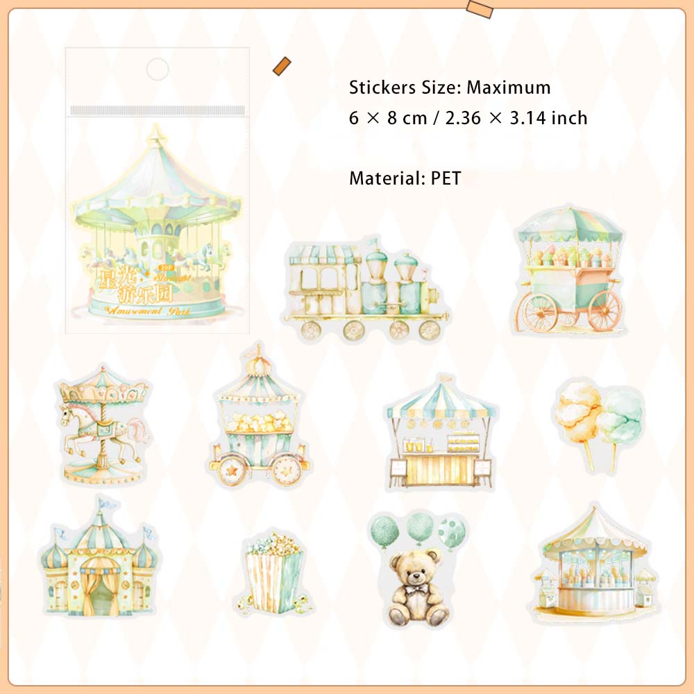 20 Pcs Amusement Park PET Stickers XGYLY