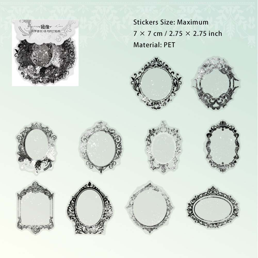 20 Pcs Floral Lace Frame PET Stickers ZMLS