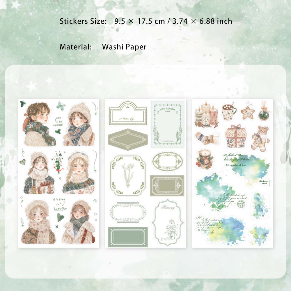 6 Sheets Seasonal Girl Label Stickers QXXL