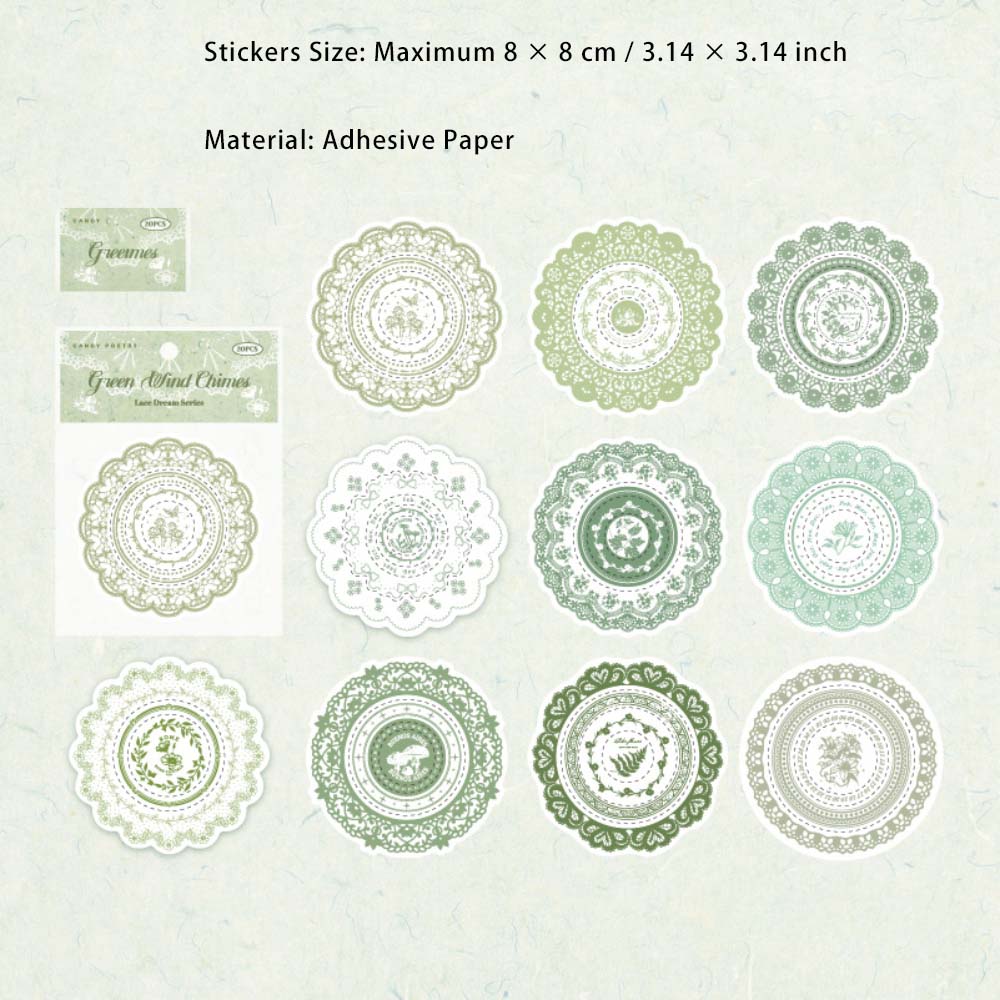 20 Pcs Lace Round Frame Stickers LSMJ