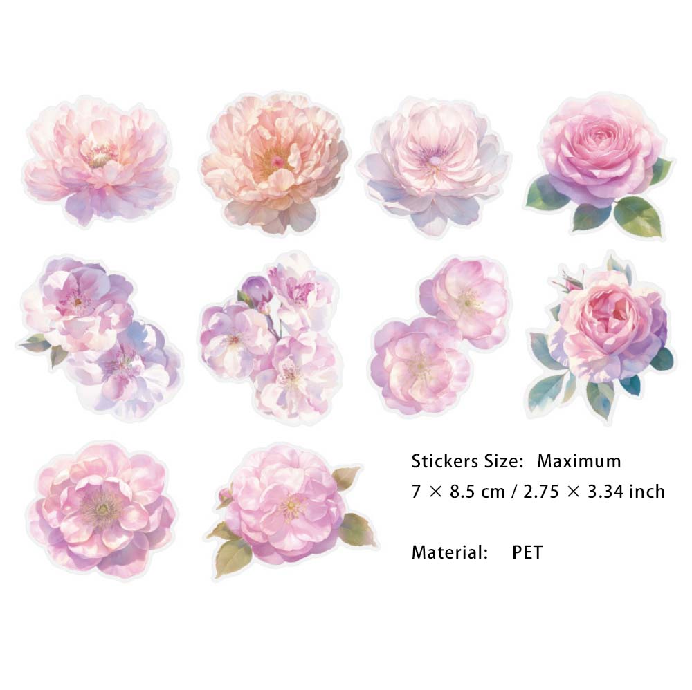 20 Sheet Large Flower PET Stickers XCHHY