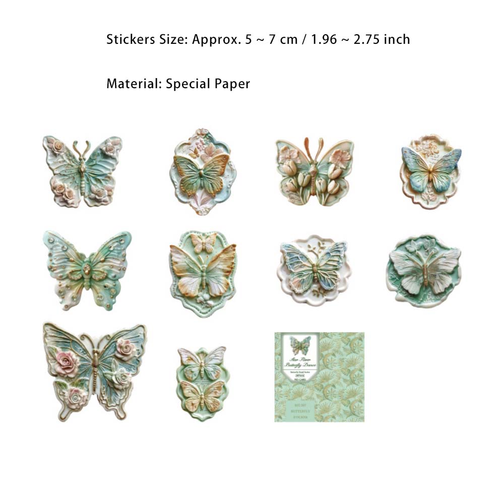 20 Pcs Embossed Butterfly Stickers HDYJ