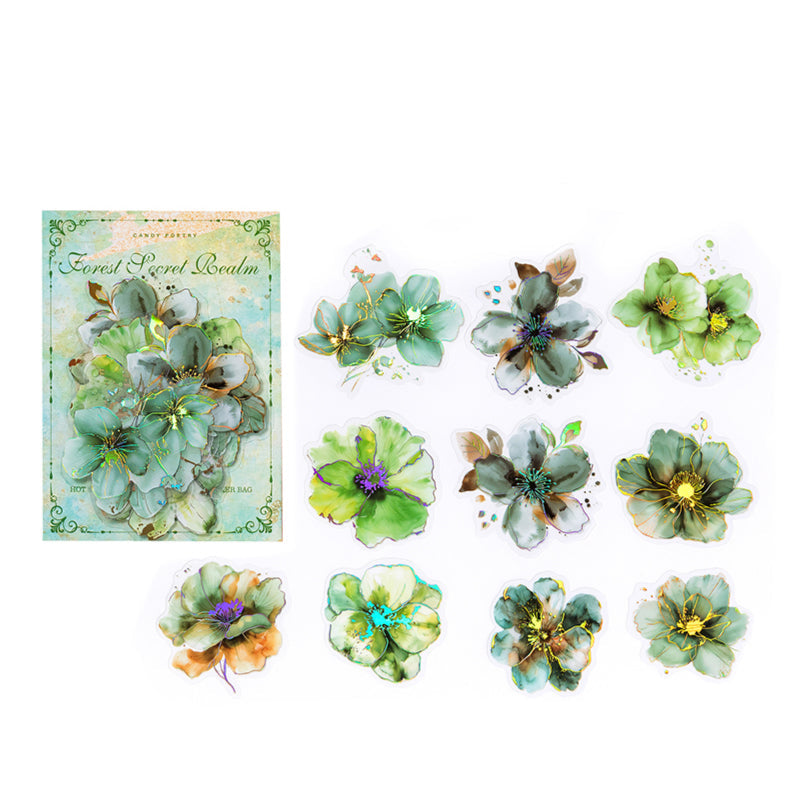 20 Pcs Gilded Flora PET Stickers FHZS02