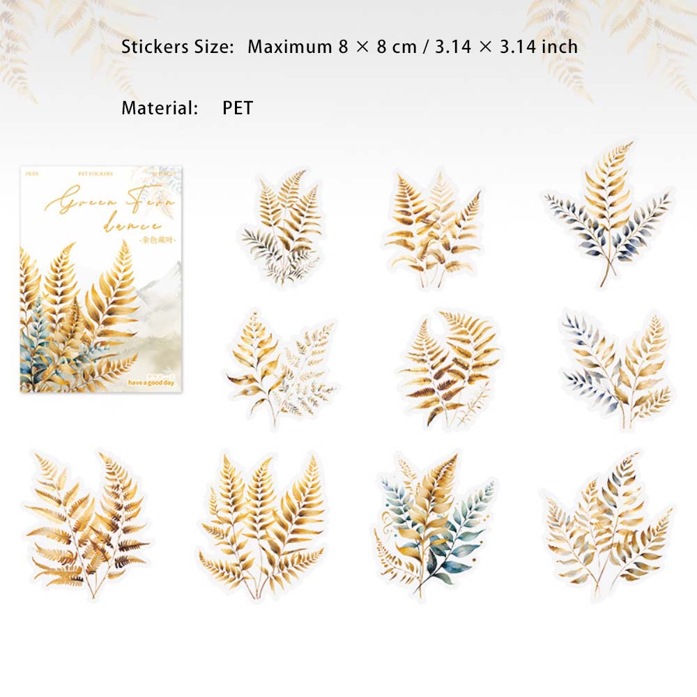 20 Pcs Ferns Theme PET Stickers LYJW