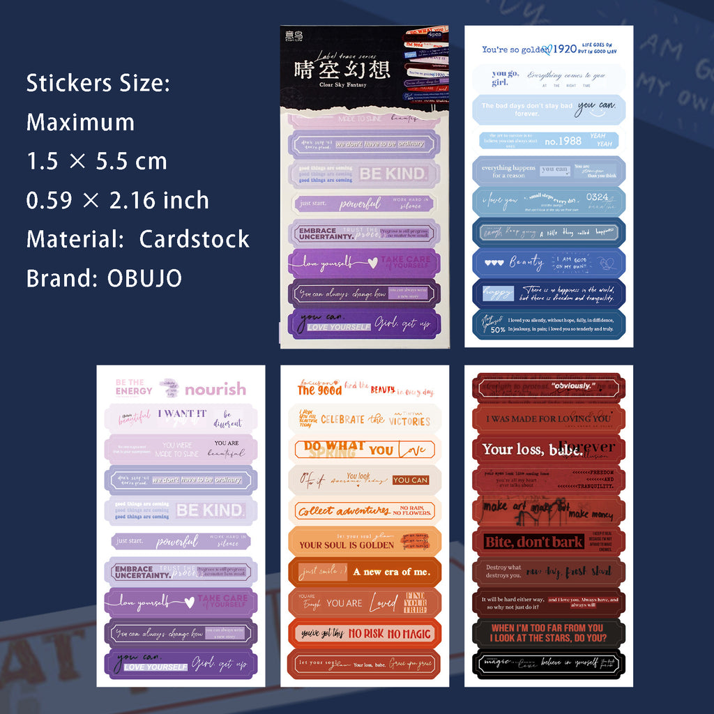 4 Sheets Label Cardtock Stickers HJBQ