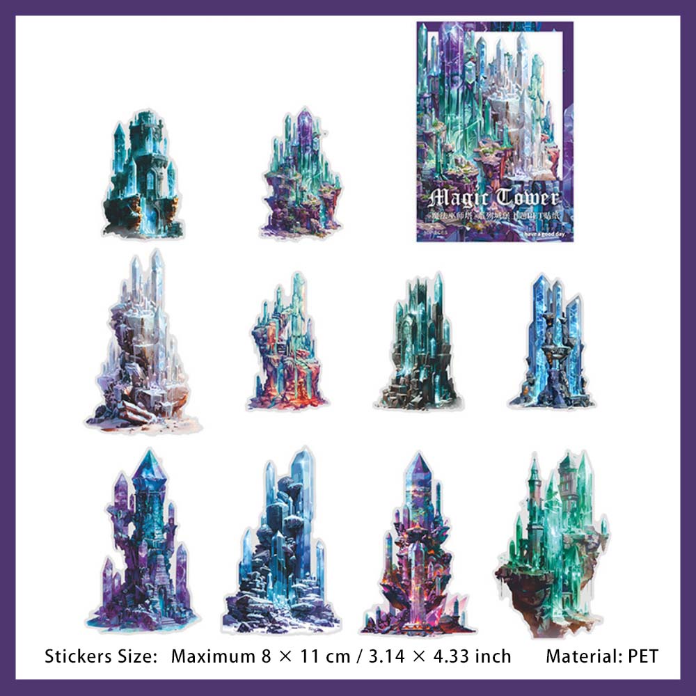 10 Pcs Magic Castle PET Stickers  MFWST