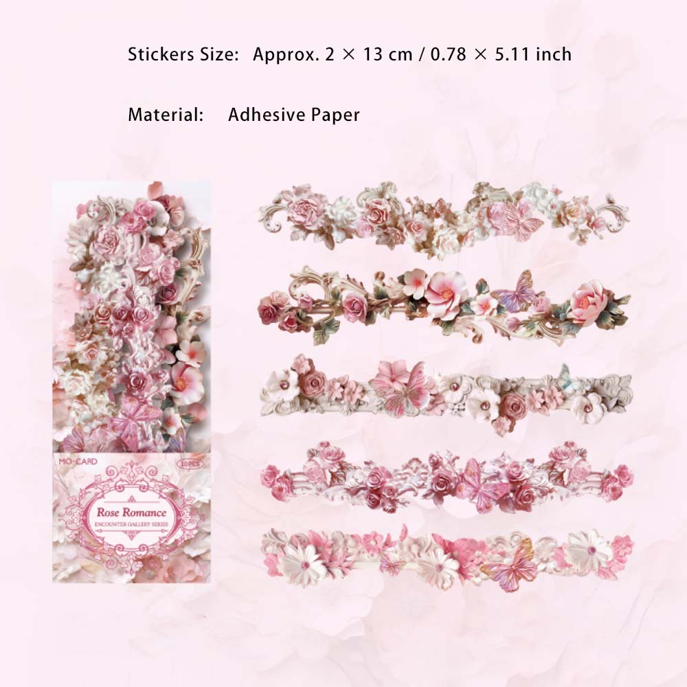 10 Pcs Long Flower Stickers XHCL