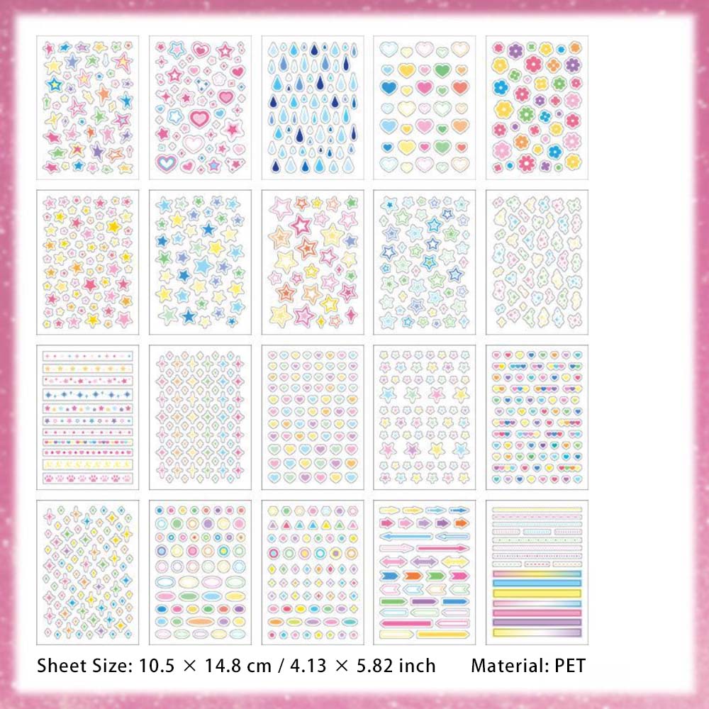20 Sheet Cute Symbol PET Stickers Book XGDD