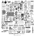 Monochrome vintage scrapbook decorative sticker collection