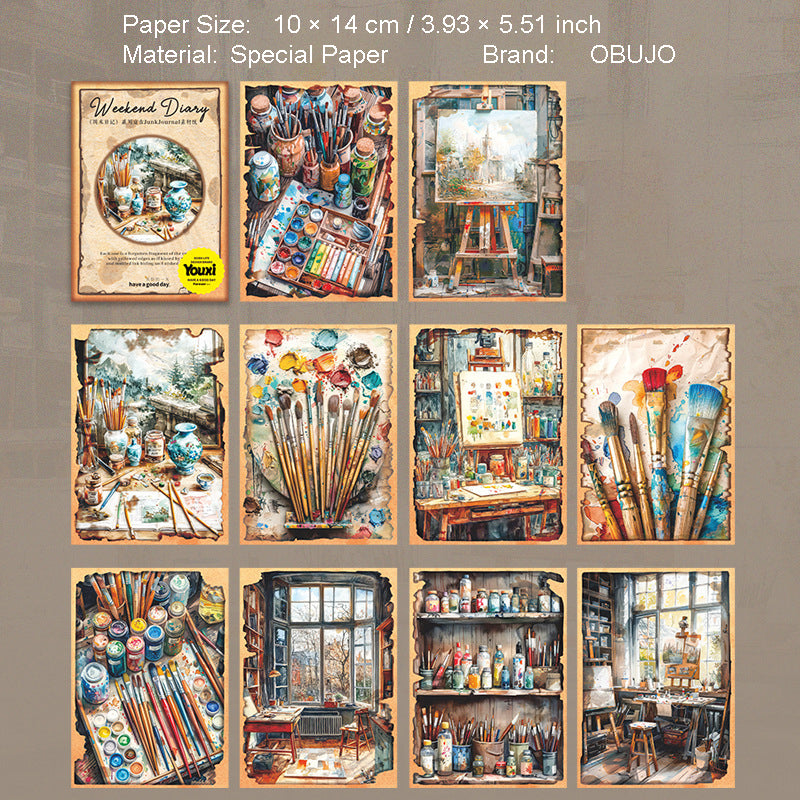 30 Pcs Weekend Theme Vintage Journal Paper ZMRJ