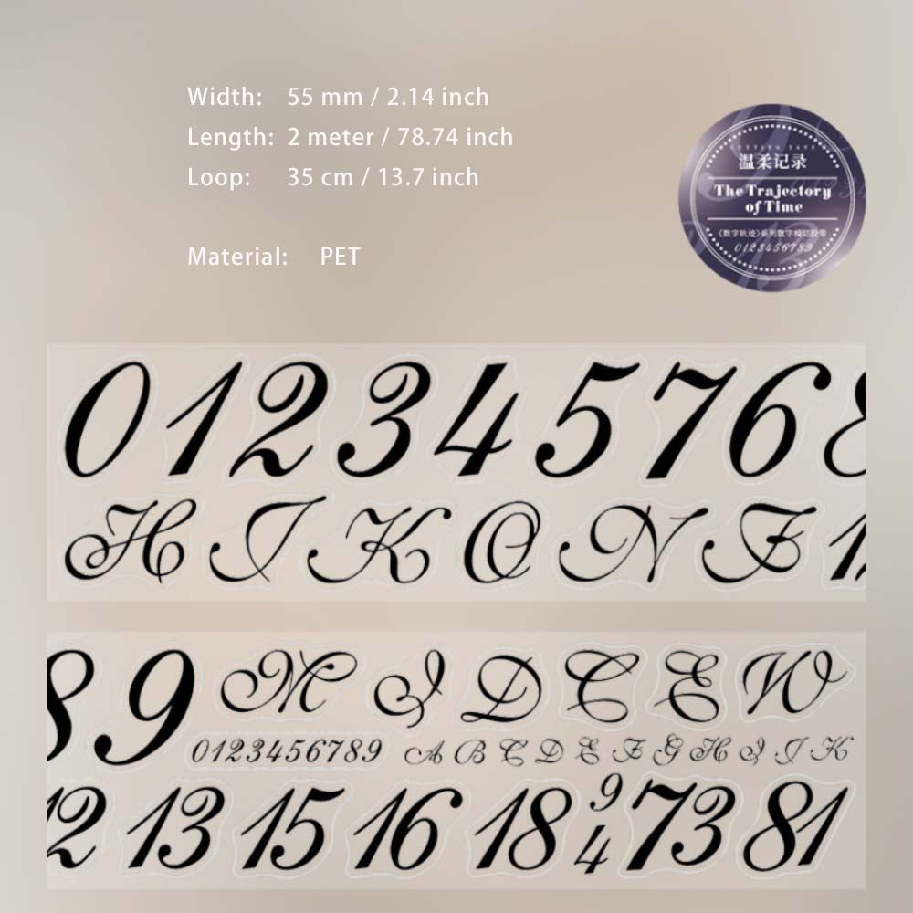 1 Roll Pre-cut Alphabet Numebr PET Stickers Tape SZGJ