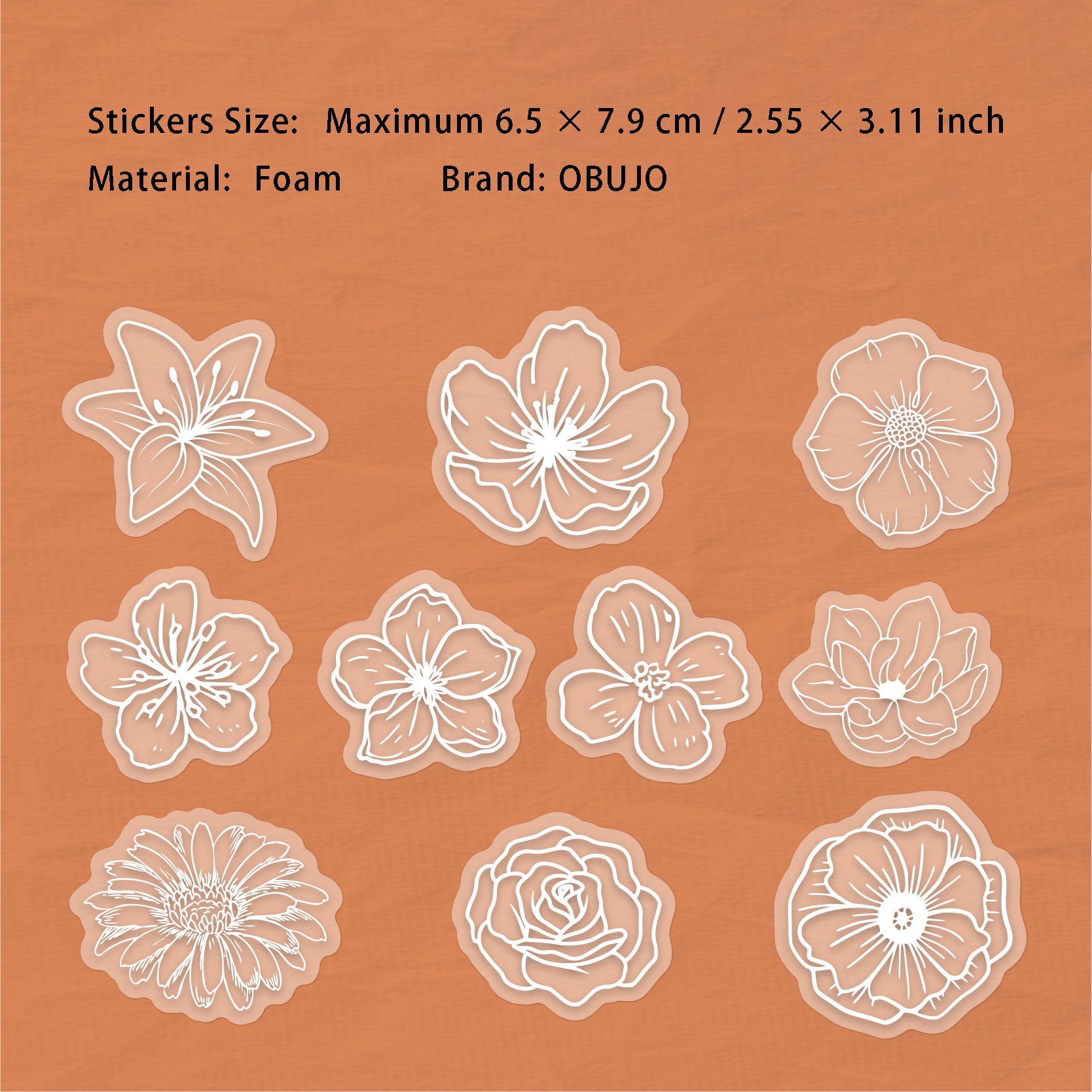 10 Pcs Flower Foam Stickers BWXL