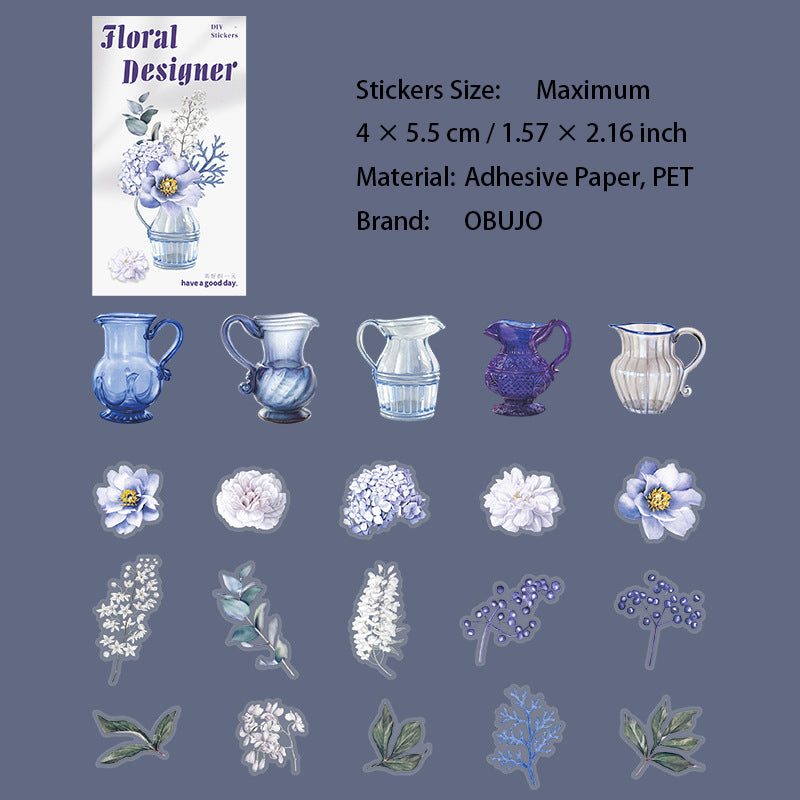 20 Pcs Flower Vase PET Stickers ZYHYS