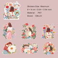 6 Pcs Floral Girl PET Stickers YBXHMH