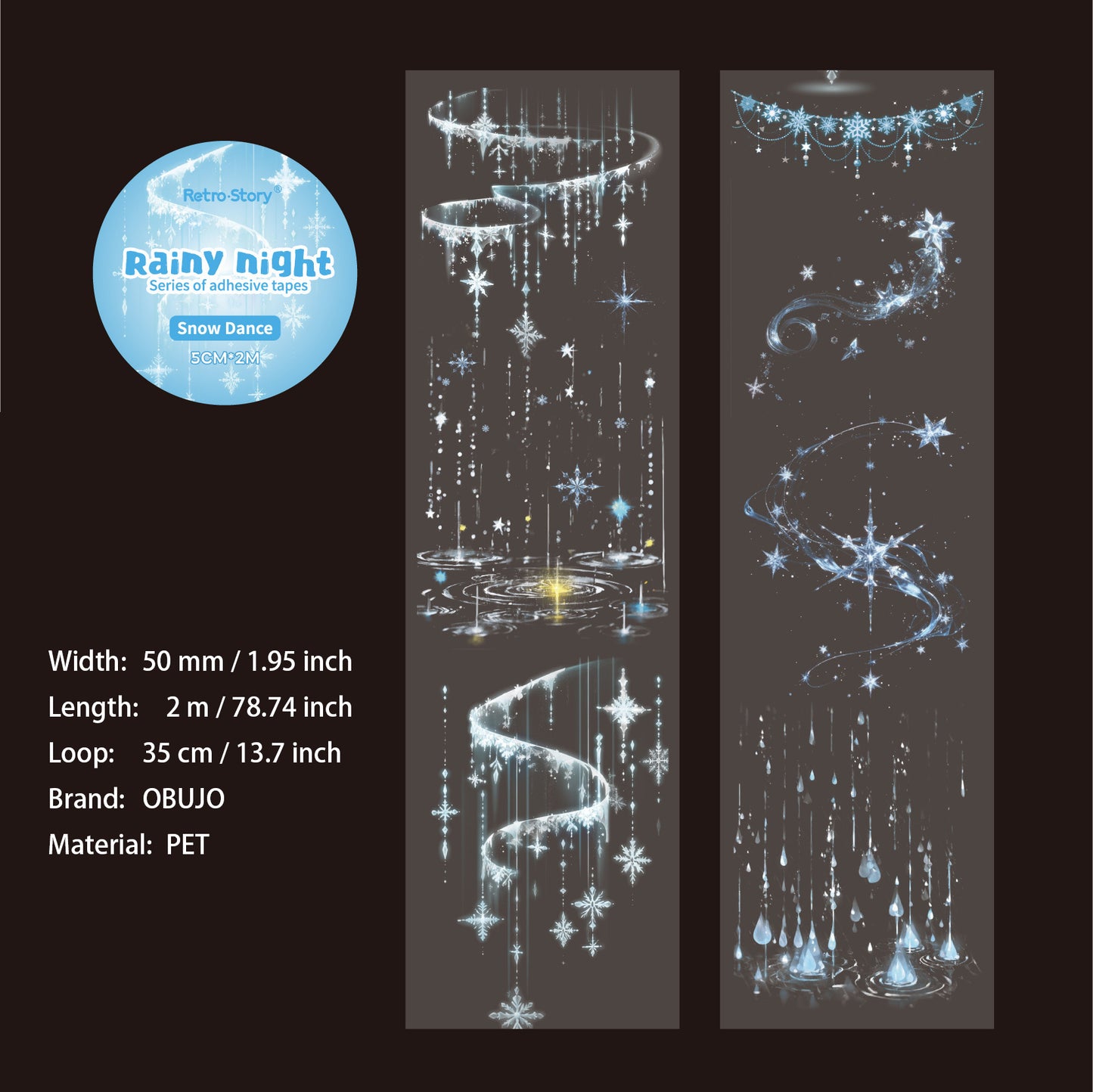 1 Roll Rainy Night PET Tape YYXL