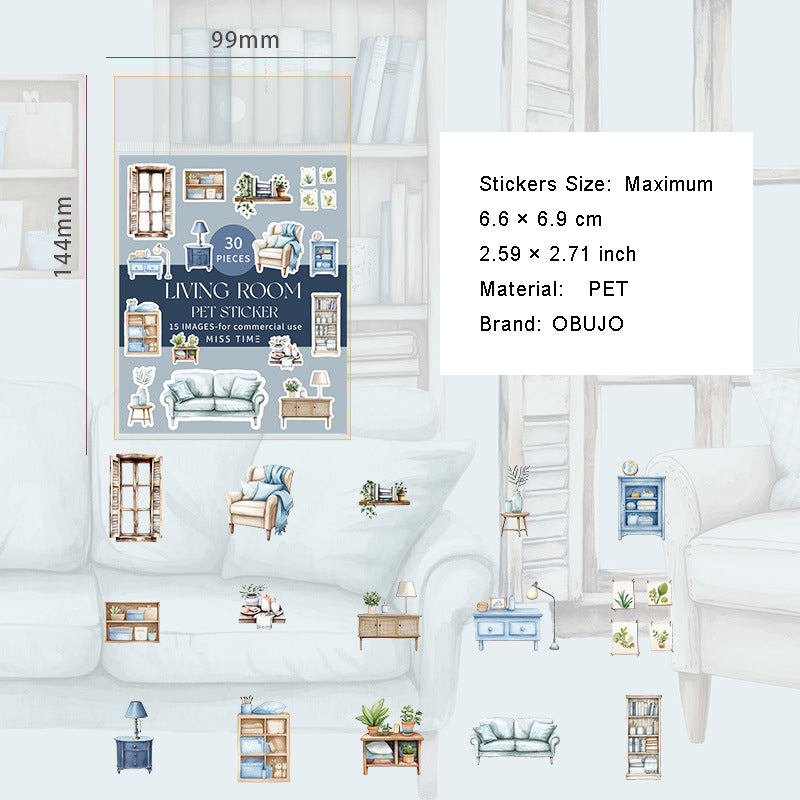 30 Pcs Home Household PET Stickers SGYJ