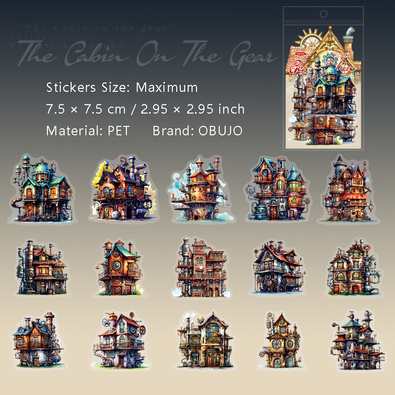 15 Pcs Quirky House PET Stickers CLSXW